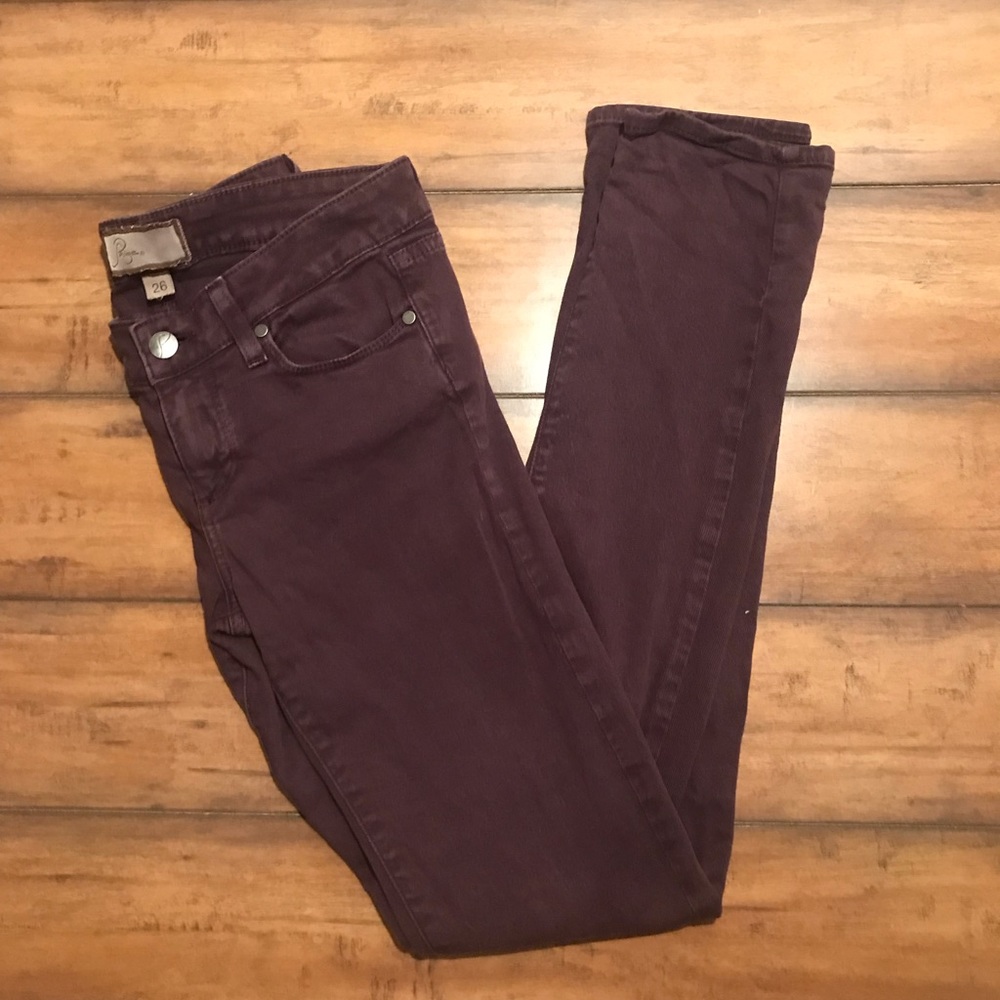 Paige Peg Skinny Burgundy Jeans
